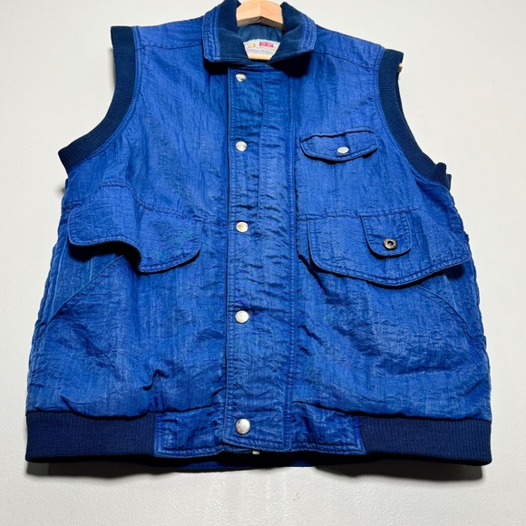 Vintage Demoiselle Famous Sports Wear Utility Full Zip Blue Vest Sz L - Picture 2 of 8